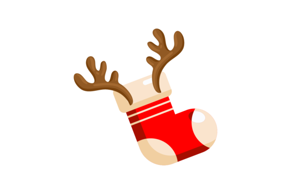 Christmas Deer Antlers Decoration Socks Illustrations