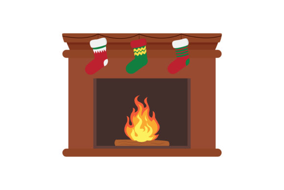 Christmas Fireplace Vector-3: A Festive Illustration for Content Publishing
