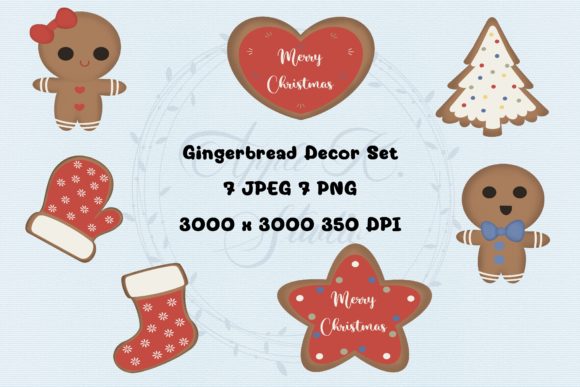 Christmas Gingerbread Clipart Decor for Digital Product Creators