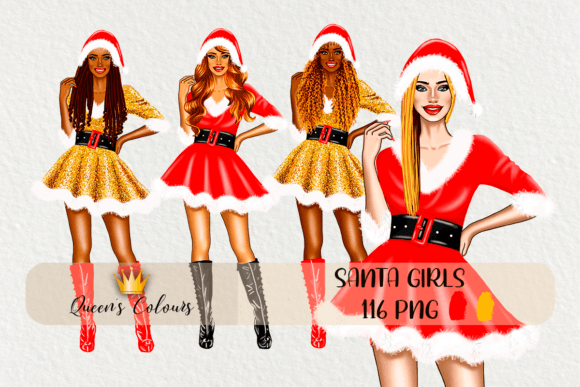 Christmas Girl Clipart Santa Girl for Illustrations