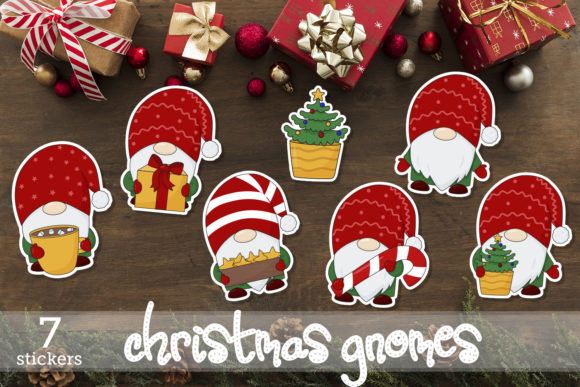 Christmas Gnomes - Printable Stickers Illustrations