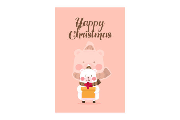 Christmas Greeting Card Cute Bear Design for Editorial and Web Use