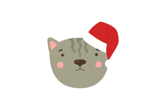 Christmas Hat and Animal Head Cat Svg for Illustrations