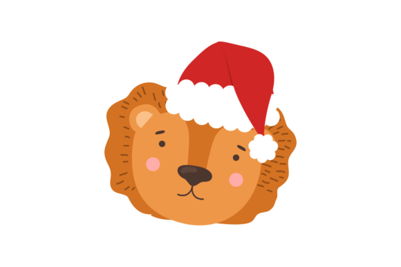 Christmas Hat and Animal Head Lion Svg for Local Branding