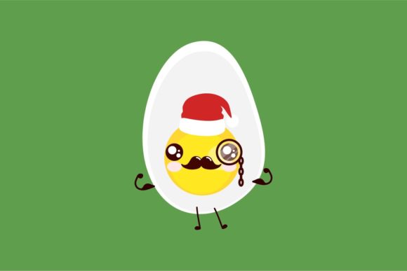 Christmas Hat Kawaii Emoji Egg Illustrations