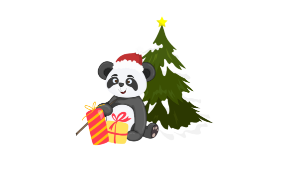 Christmas Illustration Panda Cute for Website and Editorial Use