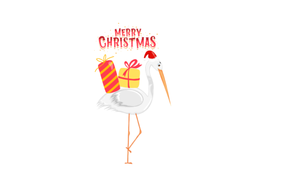Christmas Illustration Stork Animal for Branding and Design