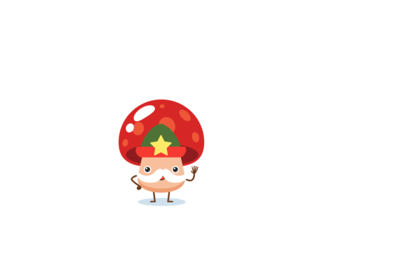 Christmas Kawaii Happy Mushroom Svg for Editorial and Web Design
