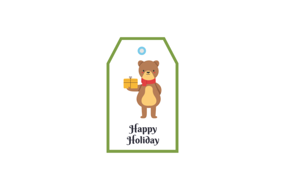 Christmas Label Tag Bear Gift SVG for Editorial and Web Design