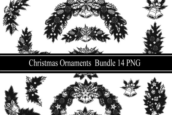 Christmas Ornaments Clipart PNG Bundle for Illustrations