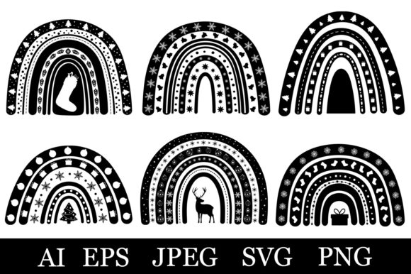 Christmas Rainbow SVG Rainbow Silhouette Review