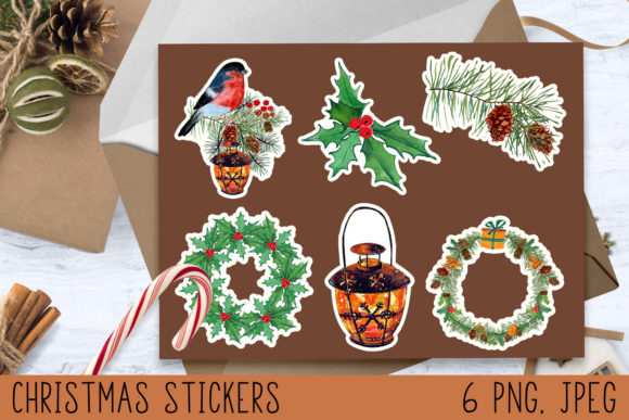 Christmas Stickers Png, Gift Stickers for Commercial Use