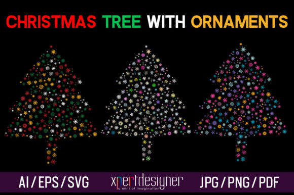 Christmas Tree with Ornaments Vol - 03 Illustrations