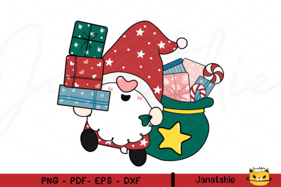 Cute Santa Gnome Christmas PNG Clipart for Illustrations