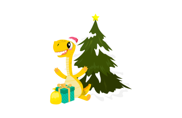 Dino Christmas Illustration for Local Business Branding