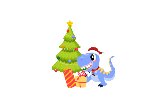 Flat Illustration Animal Dino Christmas for Crafting and Design