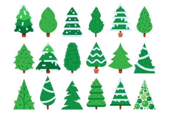 Green Christmas Tree Illustration for Crafting