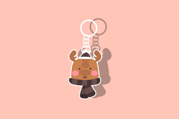 Illustration Christmas Key Chain Deer for Handmade Projects