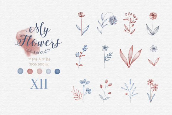 My Flowers Watercolor Christmas Illustrations