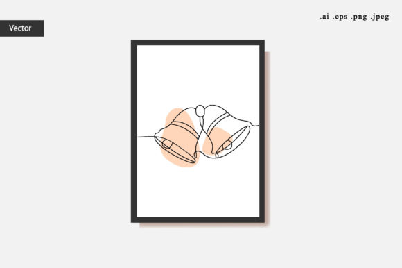 One Line Drawing of Christmas Bells Illustrations