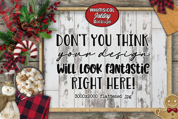 Rustic White Christmas Sign Mockup Illustrations