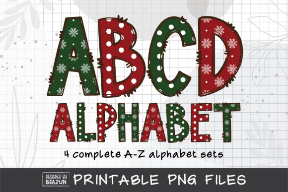 Snowflake Christmas Alphabet Sublimation Illustrations