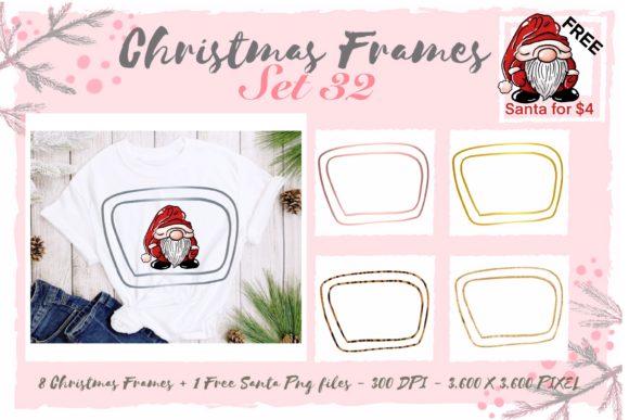Sublimation Christmas Frames Set 32 for Blog Graphics and Illustrations