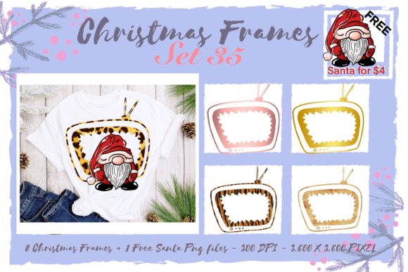 Sublimation Christmas Frames Set 35 Illustrations