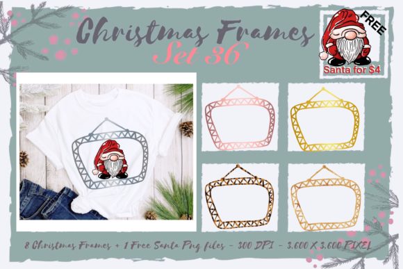 Sublimation Christmas Frames Set 36 - Illustrations for Festive Crafting