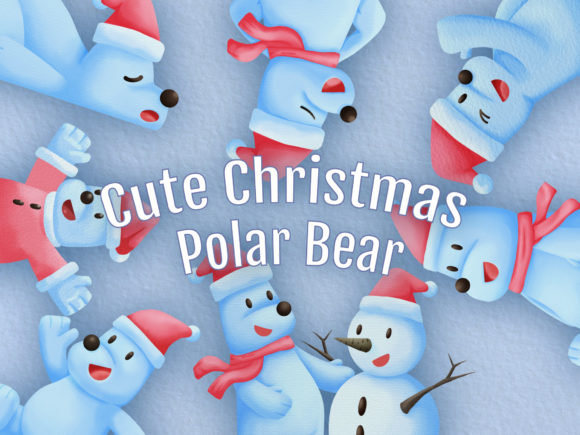 Watercolor Christmas Polar Bear Illustration