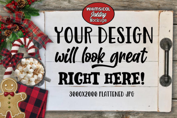 White Christmas Tray Mockup Illustrations